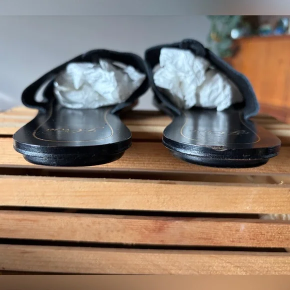 J. Crew Cyprus Sandals Interlocking Straps Black Leather Made in Italy Size 9 - Picture 6 of 13